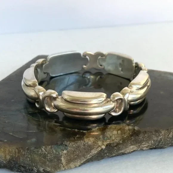 VTG Sterling Silver 925 Signed Bayanihan Modernist Panel Link Bracelet 7.25" 34g - Picture 13 of 16